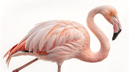 A stunning close-up of a beautiful flamingo, captured in elegant detail, isolated.