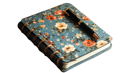 Dotted planner journal with pen loop and floral divider tabs  