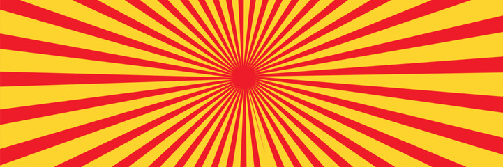 Yellow banner with Sun rays, lines background