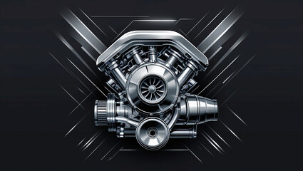 For a poster, t-shirt print, business piece, social media post, blog, sticker, vlog, or card, use a turbo engine on a black background.  vector drawing.