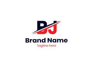 Vector BJ logo design is divided by a line. BJ logo. BJ design. Black and red JB letter. JB letter logo design Initial letter BJ monogram logo. 