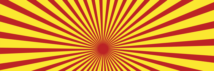 Yellow banner with Sun rays, lines background