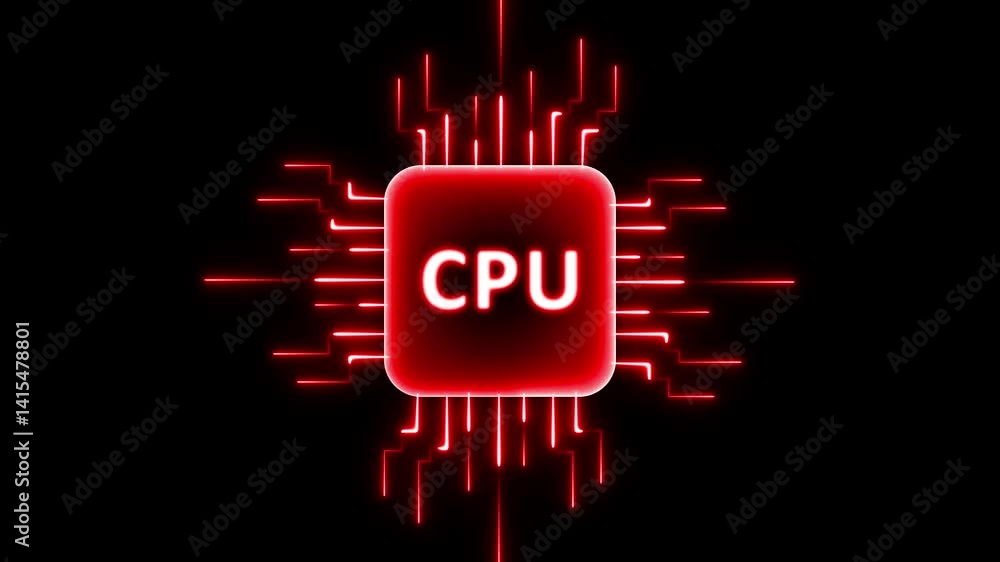 Poster cpu icon isolated .processor, solid microprocessor chip icon isolated .computer digital technology c