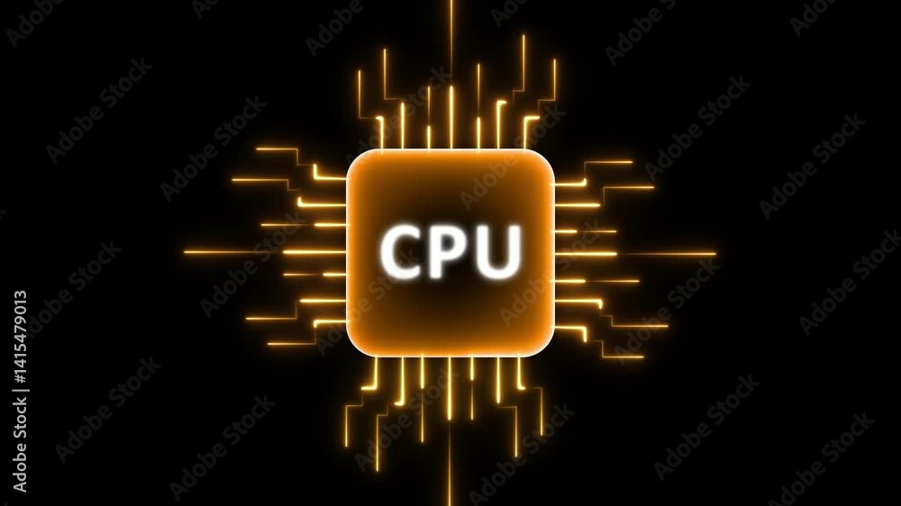 Poster cpu icon isolated .processor, solid microprocessor chip icon isolated .computer digital technology c