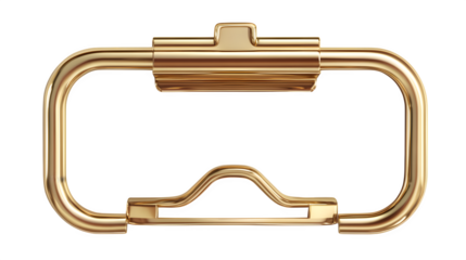 Gold binder clip isolated on transparent PNG, top view -- 