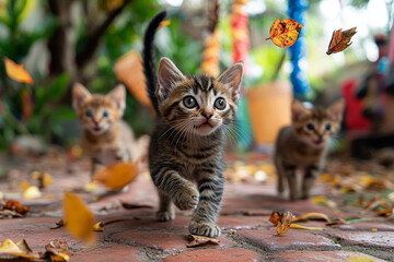 cat and flowers
