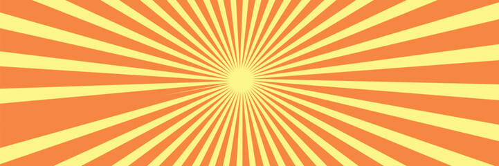 Yellow banner with Sun rays, lines background