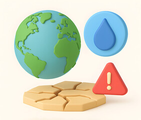 Global Water Crisis – 3D Illustration of Drought, Scarcity and Sustainability - generative AI