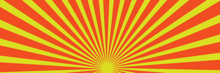 Yellow banner with Sun rays, lines background