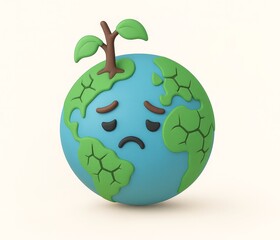 Sad Planet – A 3D Conceptual Illustration of a World in Sorrow - generative AI