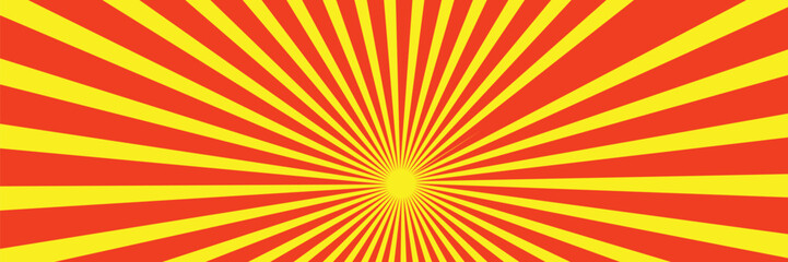 Yellow banner with Sun rays, lines background