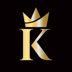 Initial Letter K Crown Logo Concept For Fashion and Beauty Symbol Vector Template