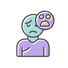 Obraz premium Sad person expressing PTSD emotions with a worried face icon 