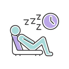 Sleeping person relaxing with a clock background  