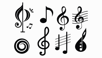 Fototapeta premium Music Notes Icon Set - Vector Illustration of Musical Symbols Isolated on Transparent Background 
