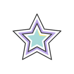 Fototapeta premium Colorful star icon with layered design in pastel shades 