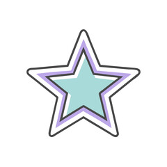 Obraz premium star icon with mint green and lavender borders on white background 