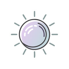 Sun vector icon with rays in pastel colors  