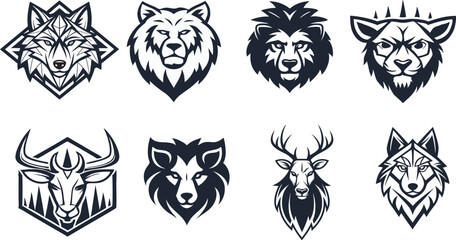 Obraz premium Animal Heads silhouette |Adobe Illustrator Artwork