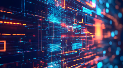 Digital Network: Abstract futuristic high-tech digital background. Perfect for technology, science, or data-related themes.