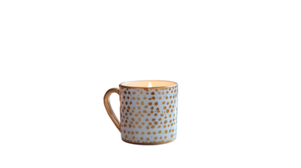 Minimalist laptop on marble table with gold rim mug and candle 