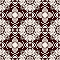Seamless Asian pattern in Thai design for clothing, sarong or background 