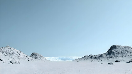 Vast Frozen Landscape With Mountains And Ice
