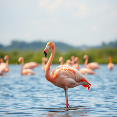 A Rare and Stunning Sight: Flamingos Grace the Danube River with Their Elegant Presence, Captivating Birdwatchers and Nature Enthusiasts Along One of Europe's Most Iconic Waterways