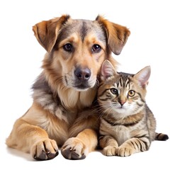 Obraz premium cat and dog sitting