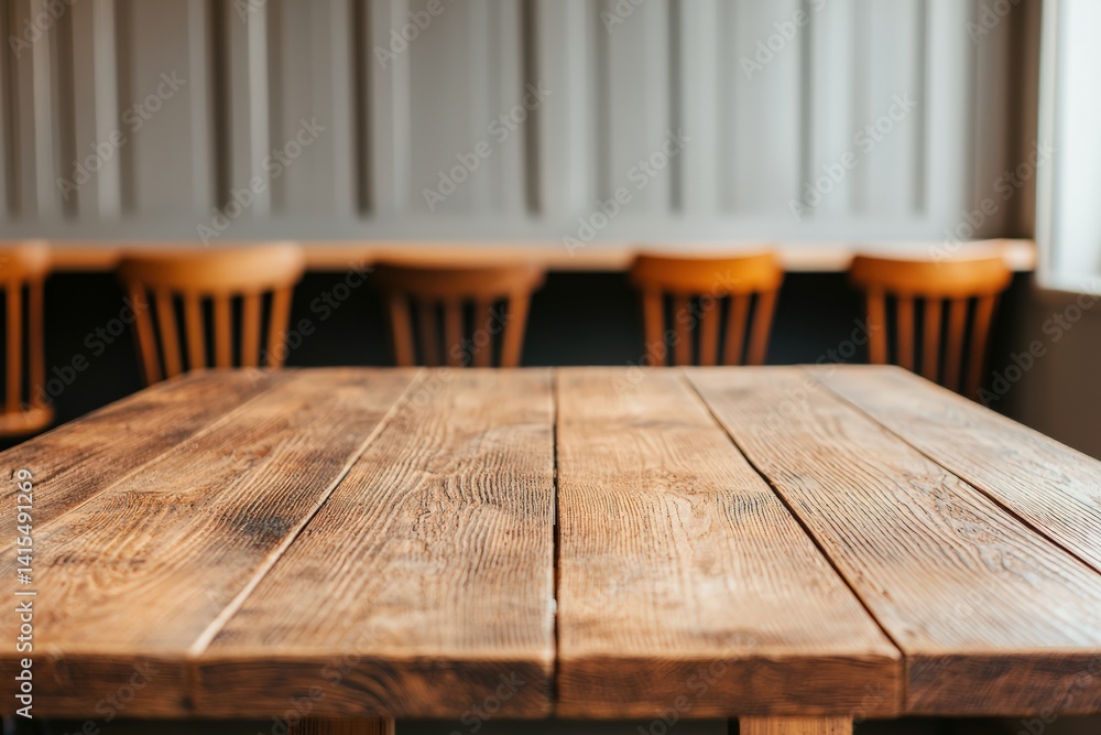 Poster empty wooden table displaying product placement potential in victorian interior