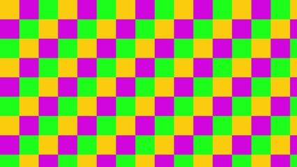 Vibrant checkerboard pattern in yellow, green, and purple