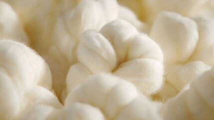 Soft and Fluffy Cotton Texture with Intertwined Fabric Strands and Light Reflections