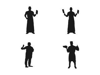 Butcher silhouette set. Butcher Icon Set. Chef silhouette collection Original Vector Illustration. Silhouette vector on a white background.