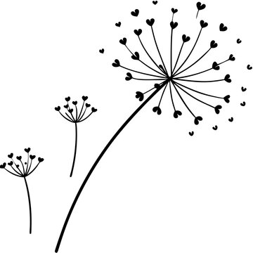 recommend clip art: Dandelion seeds flying as tiny hearts outline