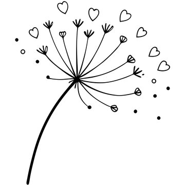 recommend clip art: Dandelion seeds flying as tiny hearts outline