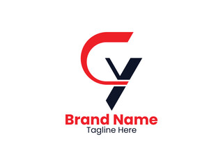 Black and red CY letter. YC letter logo design. Initial letter CY monogram logo. 