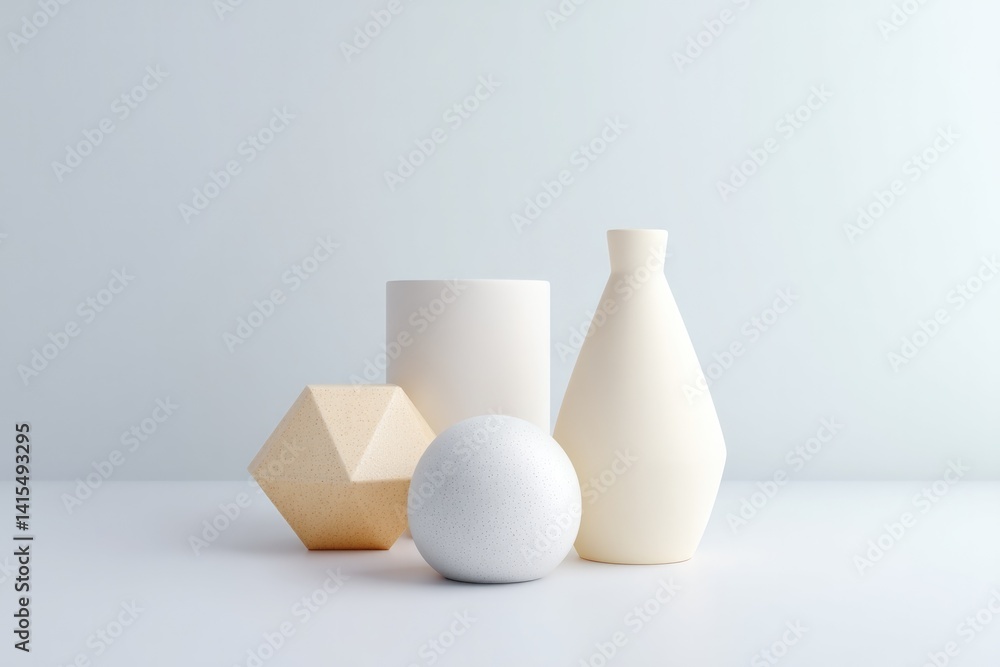 Aufkleber capture minimalistic arrangement of random geometric shapes on flat surface
