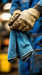 Mechanic cleaning oily hands.