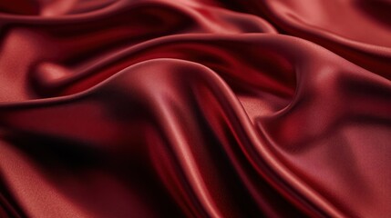 Fototapeta premium Elegant Silky Satin Fabric Draping in Deep Red – Glossy Smooth Texture and Soft Highlights for Luxury and Fashion Concepts