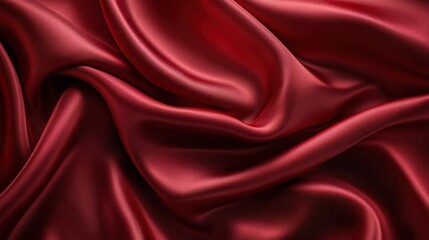 Fototapeta premium Elegant Silky Satin Fabric Draping in Deep Red – Glossy Smooth Texture and Soft Highlights for Luxury and Fashion Concepts