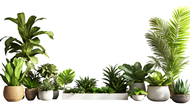 Realistic PNG of botanical setup with white frame and leafy pot --ar 16:9 --s 250