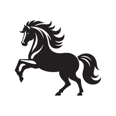 Black horse silhouette vector illustration running wild in artistic equine design
