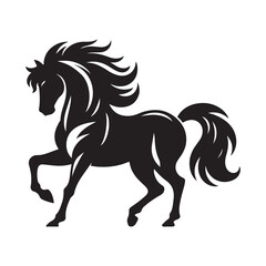 Black Running Horse Silhouette Vector Illustration Design