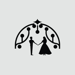 Elegant Couple Silhouette Under Ornate Arch Wedding Design © Sadhin07