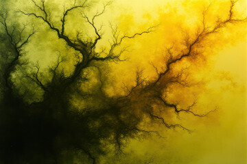 Obraz premium Mesmerizing Ink Swirls: Olive & Lemon Blend in Dreamlike Patterns