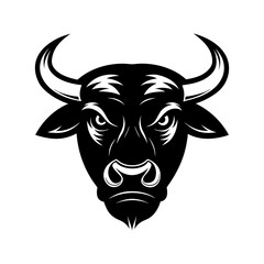 Aggressive Black Bull Illustration, icon, logo
