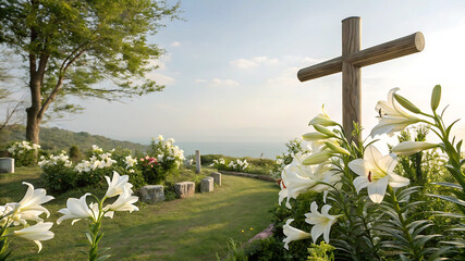 Easter Eggs on Wooden Background
