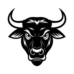 Aggressive Black Bull Illustration, icon, logo