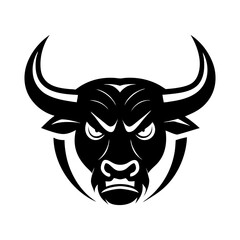 Aggressive Black Bull Illustration, icon, logo