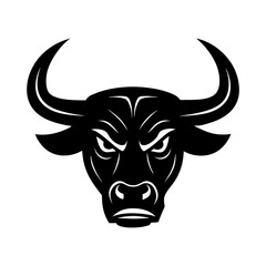 Aggressive Black Bull Illustration, icon, logo
